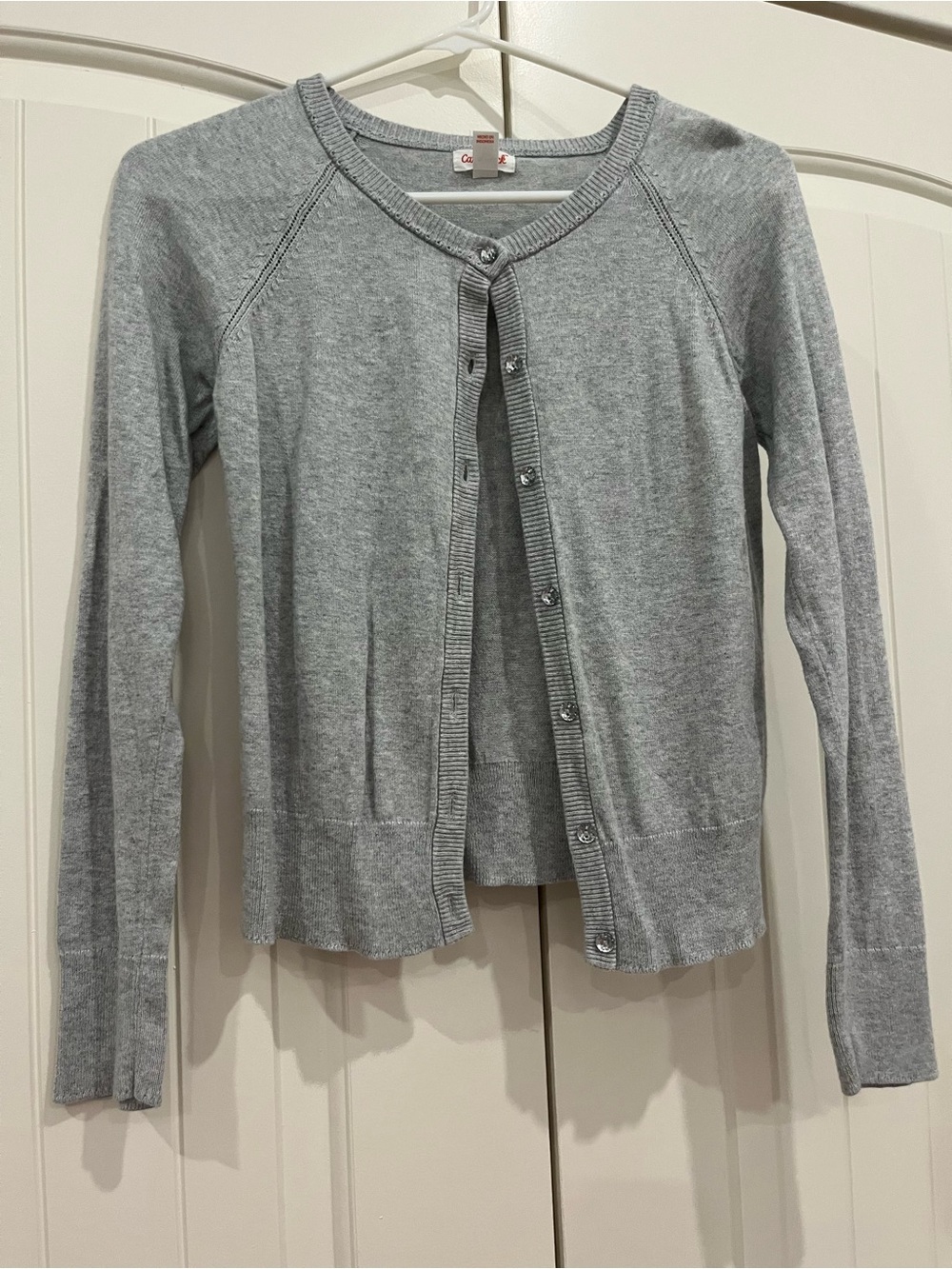 Cat & Jack Light Gray Crewneck Button-Front Cardigan